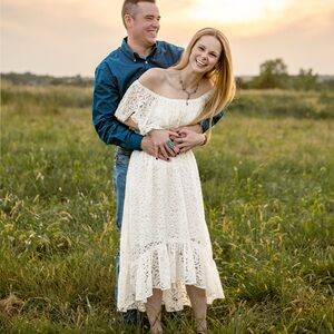 Chic White Lace Off-Shoulder High Low Dress